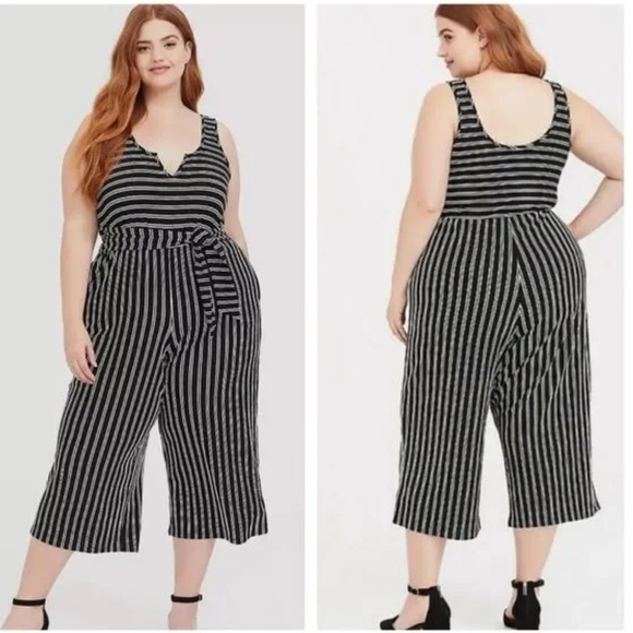 Torrid Black and White Striped Ribbed Jumpsuit - Picture 5 of 5